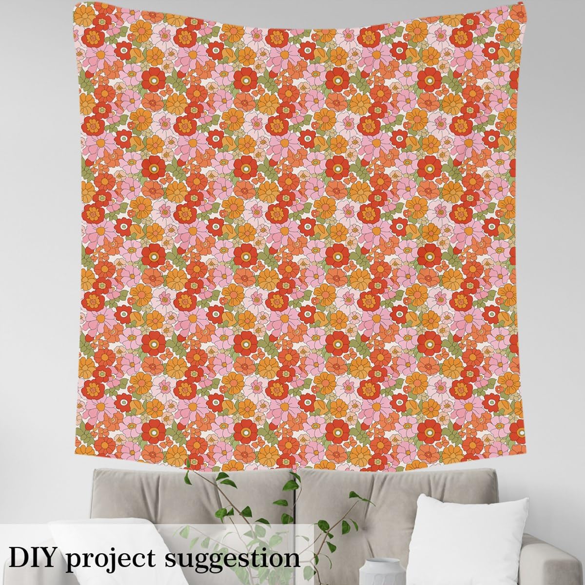 Amazon.com: Vintage Boho Plant Floral Fabric By The Yard 60s 70s